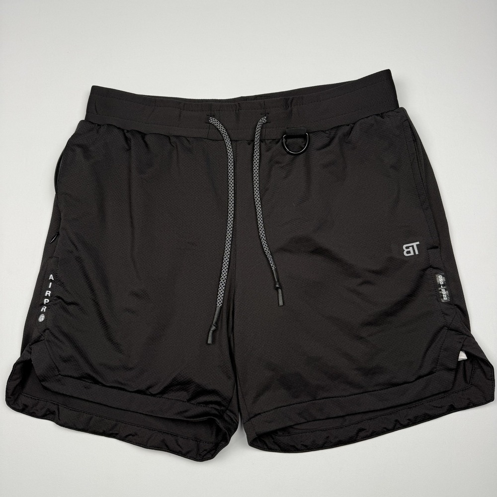Born Tough Shorts Mens Large Black Lined Athletic Mesh 7 Inseam Gym Training